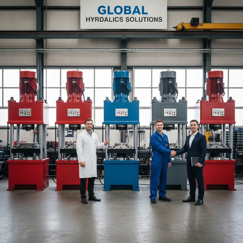 Deux presses hydrauliques 150T et 300T installées en parallèle dans un atelier de sous-traitance